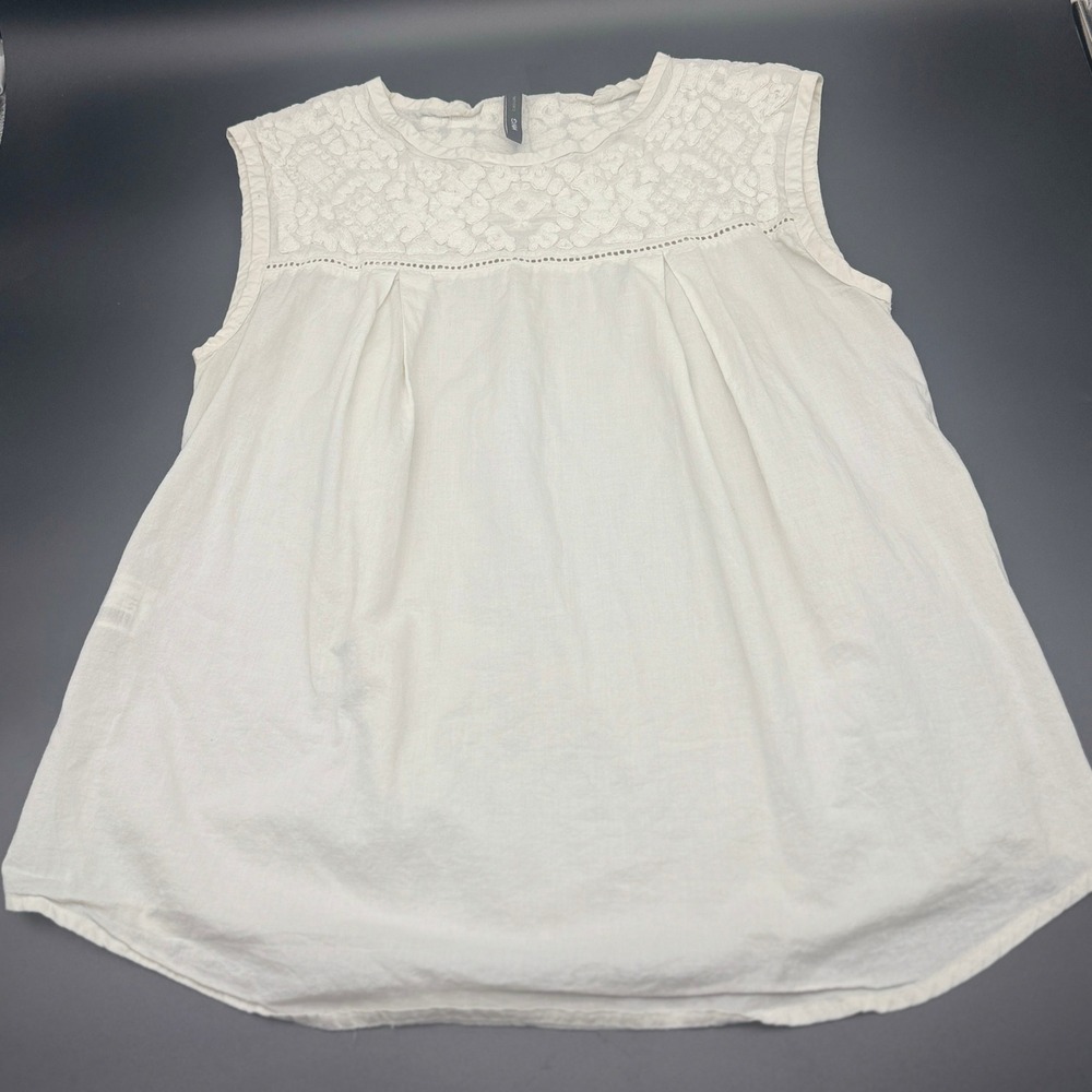 Mango Top Womens Small Off White Sleeveless Embroidered Lace Boho Blouse